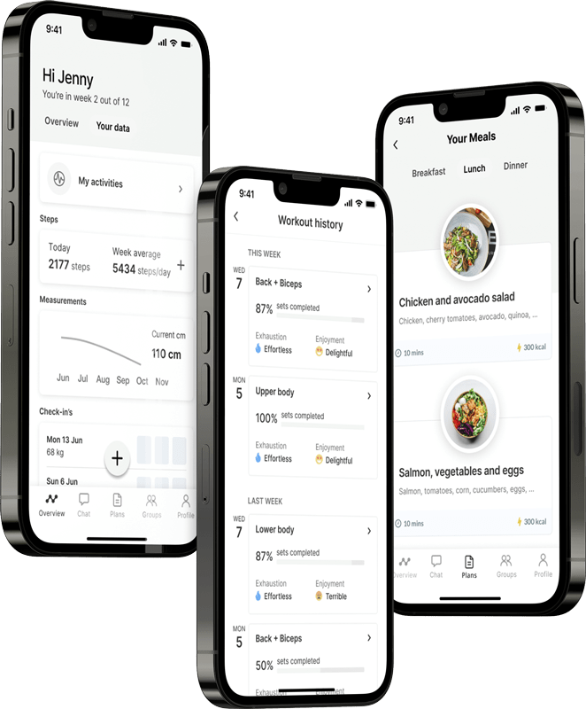 A mockup of the coaching app showcasing the features.